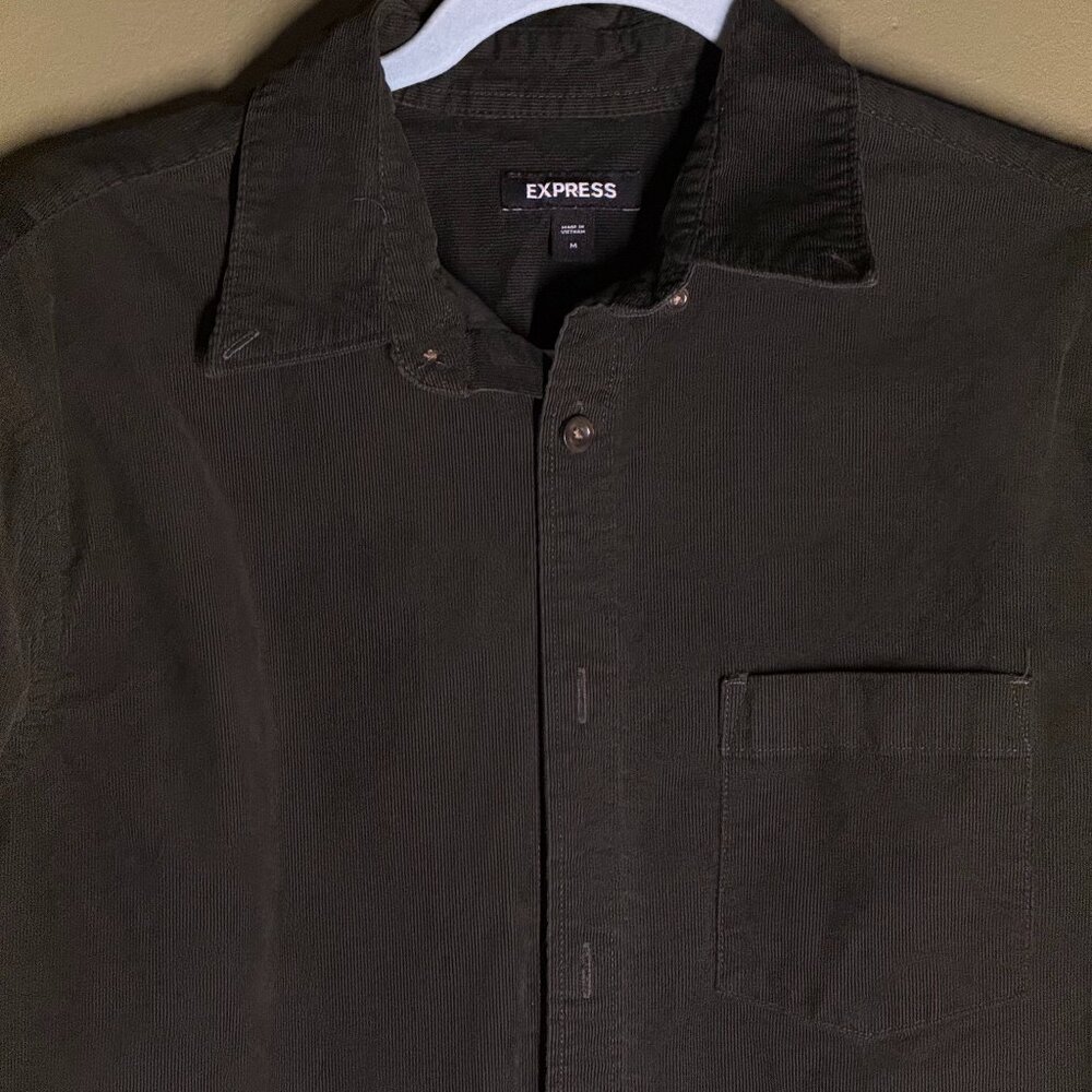 Express Men's Green Long Sleeve Button Up